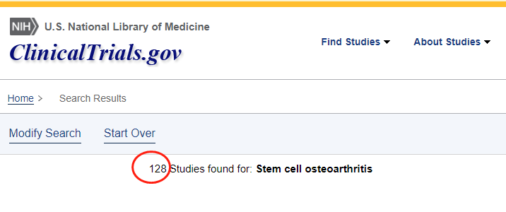 干細胞治療骨關節炎療法的臨床試驗數量