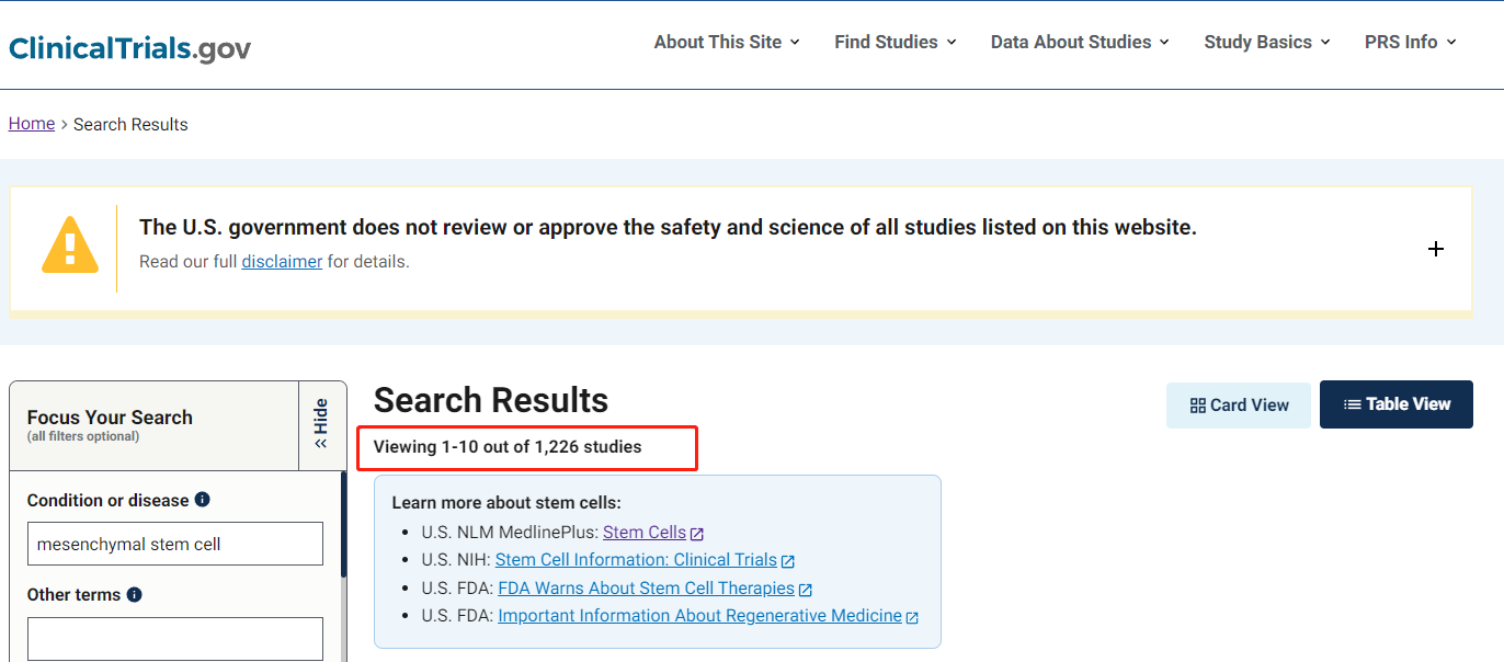 超過(guò)1226項(xiàng)基于MSC的臨床試驗(yàn)