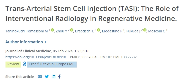 經(jīng)動(dòng)脈干細(xì)胞注射（TASI）：介入放射學(xué)在再生醫(yī)學(xué)中的作用