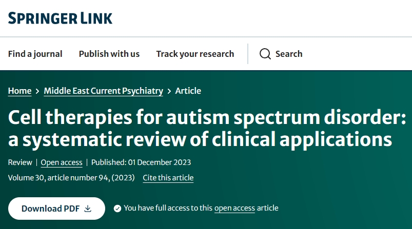 干細胞療法治療自閉癥譜:臨床應用的系統評價 干細胞療法治療自閉癥譜:臨床應用的系統評價