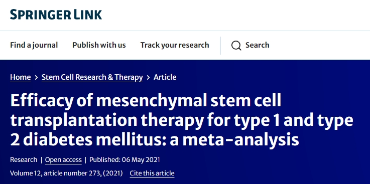 間充質干細胞移植治療1型和2型糖尿病的療效：薈萃分析