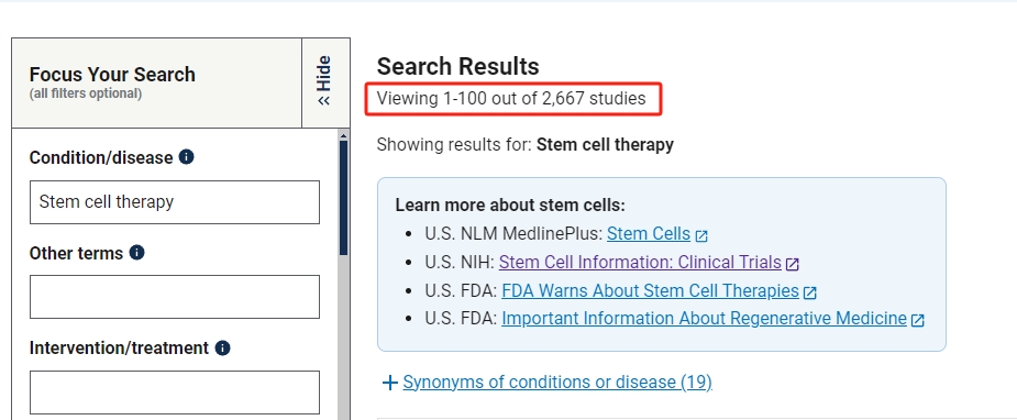1999年至2024年6月期間，共進(jìn)行了2,667項干細(xì)胞臨床試驗。