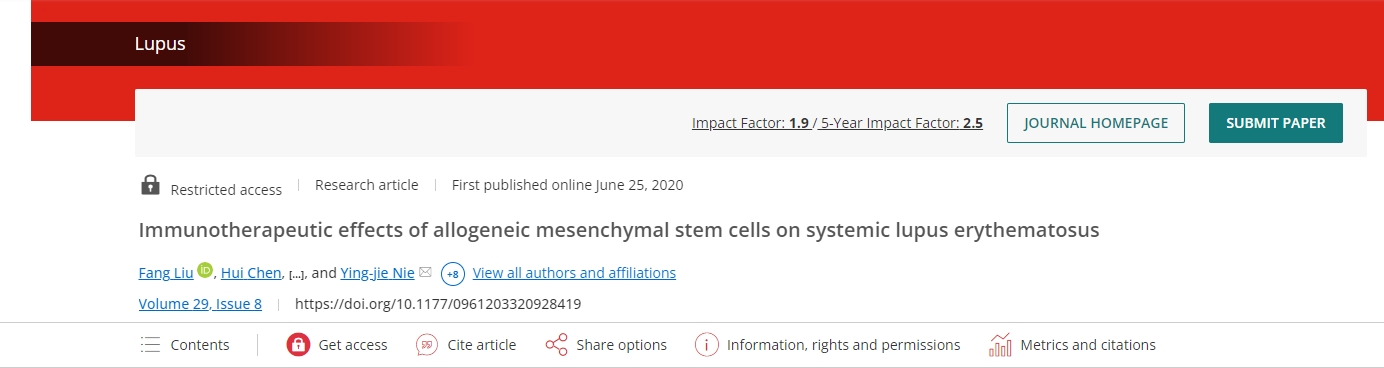 同種異體間充質干細胞對系統(tǒng)性紅斑狼瘡的免疫治療作用 同種異體間充質干細胞對系統(tǒng)性紅斑狼瘡的免疫治療作用