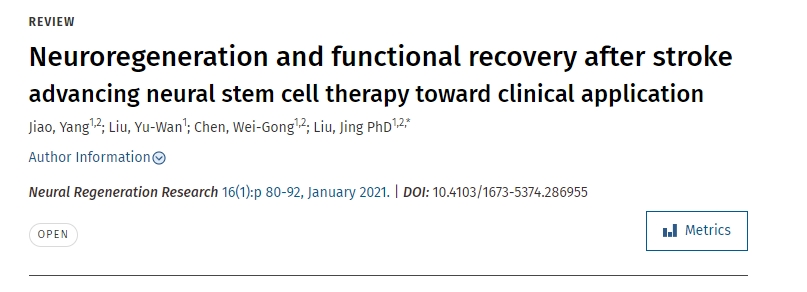 中風后的神經再生和功能恢復推動神經干細胞治療走向臨床應用 中風后的神經再生和功能恢復推動神經干細胞治療走向臨床應用