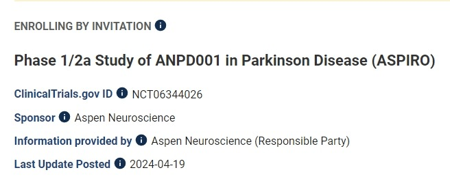 ASPIRO1/2a期臨床試驗 (NCT06344026)。 ASPIRO1/2a期臨床試驗 (NCT06344026)。