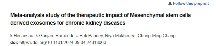 間充質干細胞來源的外泌體對慢性腎臟病治療效果的薈萃分析研究 間充質干細胞來源的外泌體對慢性腎臟病治療效果的薈萃分析研究