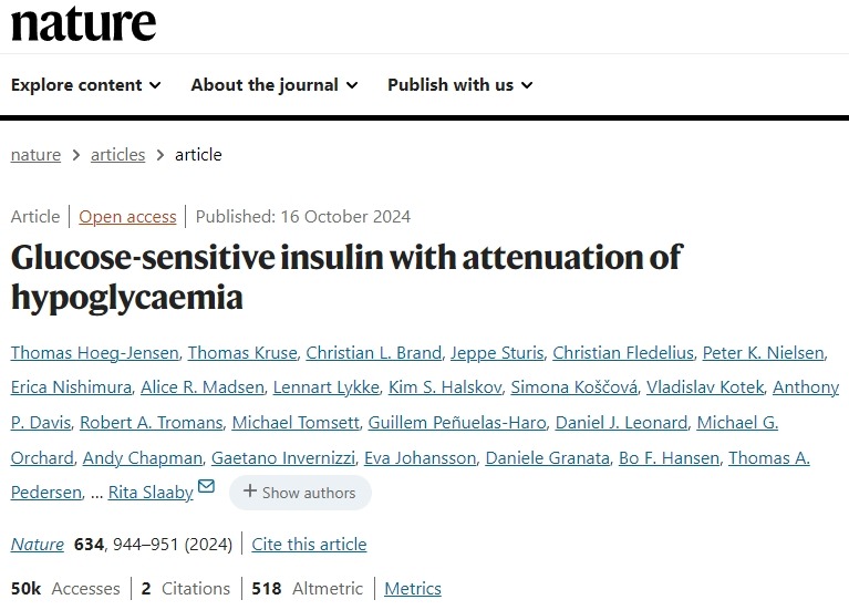 葡萄糖敏感性胰島素，可減輕低血糖