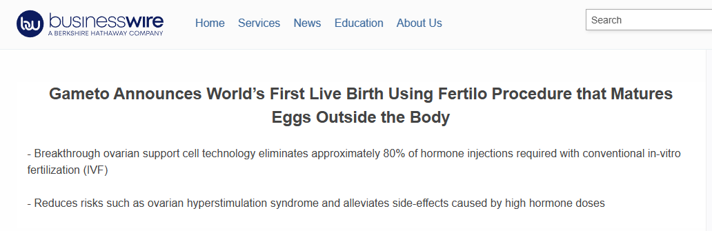 全球首例:使用誘導多能干細胞體外成熟卵子技術,成功產下一名嬰兒 全球首例:使用誘導多能干細胞體外成熟卵子技術,成功產下一名嬰兒