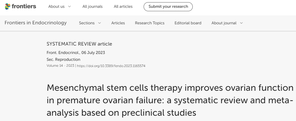 間充質(zhì)干細(xì)胞療法改善卵巢早衰患者的卵巢功能:基于臨床前研究的系統(tǒng)綜述和薈萃分析 間充質(zhì)干細(xì)胞療法改善卵巢早衰患者的卵巢功能:基于臨床前研究的系統(tǒng)綜述和薈萃分析