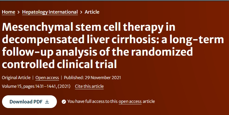 間充質(zhì)干細(xì)胞治療失代償性肝硬化:隨機(jī)對(duì)照臨床試驗(yàn)的長(zhǎng)期隨訪分析 間充質(zhì)干細(xì)胞治療失代償性肝硬化:隨機(jī)對(duì)照臨床試驗(yàn)的長(zhǎng)期隨訪分析