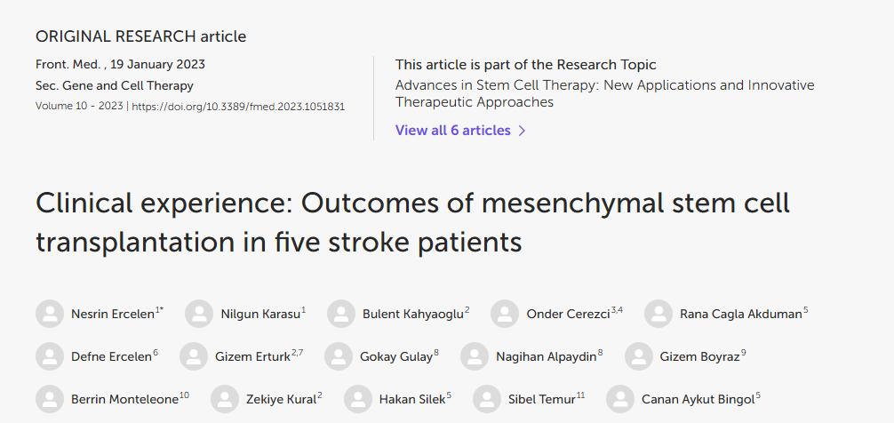 臨床經驗:五例中風患者接受間充質干細胞移植的結果 臨床經驗:五例中風患者接受間充質干細胞移植的結果