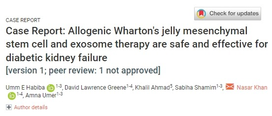 同種異體華通氏膠間充質干細胞和外泌體療法對糖尿病腎衰竭安全有效 同種異體華通氏膠間充質干細胞和外泌體療法對糖尿病腎衰竭安全有效