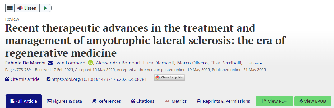 肌萎縮側(cè)索硬化癥治療和管理的最新進展：再生醫(yī)學(xué)時代
