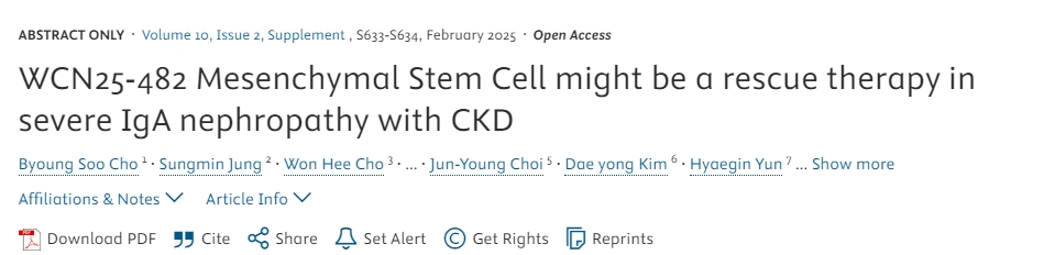 WCN25-482間充質干細胞可能成為 CKD嚴重IgA腎病的急救療法