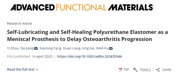 自潤滑和自修復(fù)聚氨酯彈性體作為半月板假體可延緩骨關(guān)節(jié)炎進展