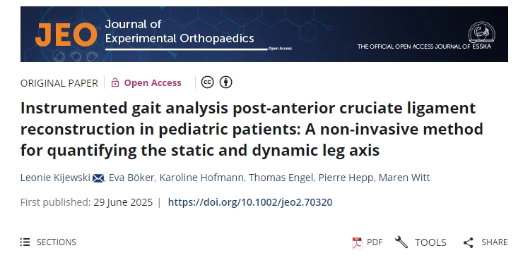 兒童患者前交叉韌帶重建術(shù)后儀器步態(tài)分析：一種量化靜態(tài)和動態(tài)腿軸的非侵入性方法