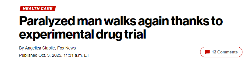 癱瘓男子因?qū)嶒?yàn)性藥物試驗(yàn)而重新行走