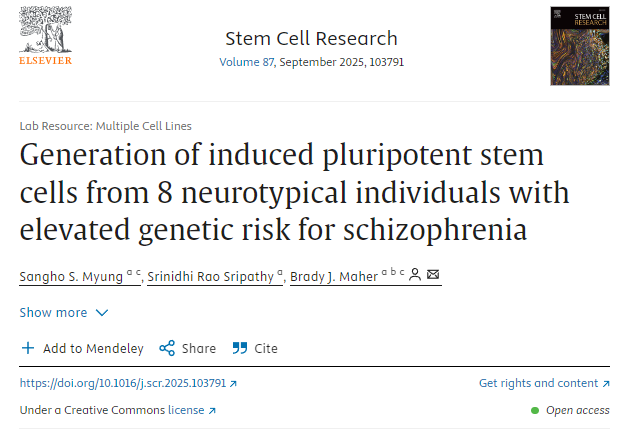 從8名具有精神分裂癥遺傳風(fēng)險升高的神經(jīng)正常個體中生成誘導(dǎo)多能干細胞 從8名具有精神分裂癥遺傳風(fēng)險升高的神經(jīng)正常個體中生成誘導(dǎo)多能干細胞