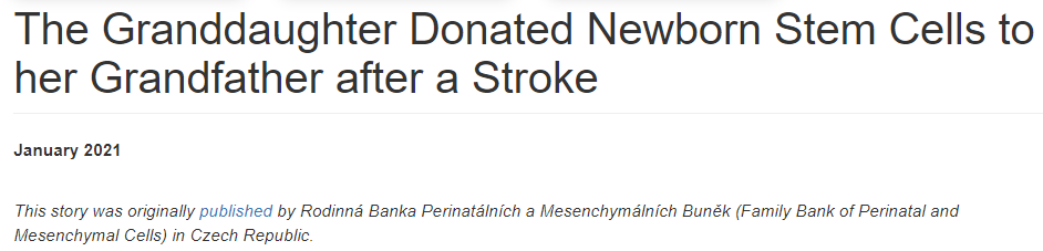 中風后，孫女向祖父捐贈了新生兒干細胞