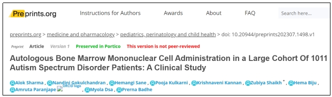 自體骨髓單核細胞在1011名自閉癥譜系障礙患者中的應用:一項臨床研究