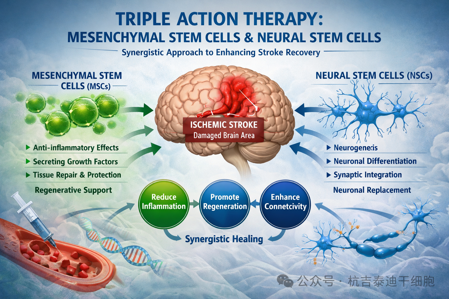 間充質(zhì)干細胞與神經(jīng)干細胞的協(xié)同療法:如何對腦梗死神經(jīng)進行修復(fù)? 間充質(zhì)干細胞與神經(jīng)干細胞的協(xié)同療法:如何對腦梗死神經(jīng)進行修復(fù)?