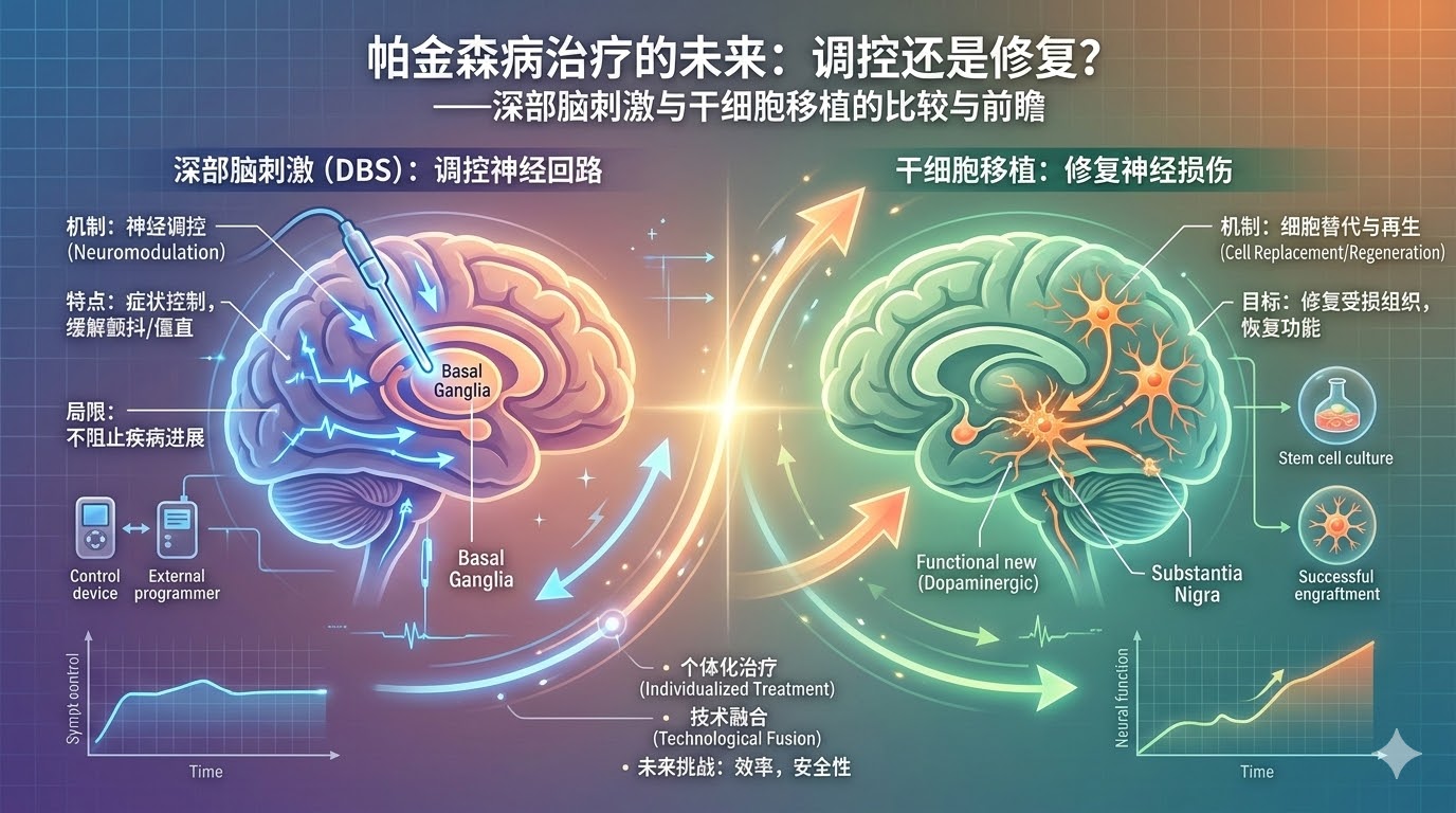 帕金森病治療的未來：調控還是修復？——DBS與干細胞移植的比較與前瞻