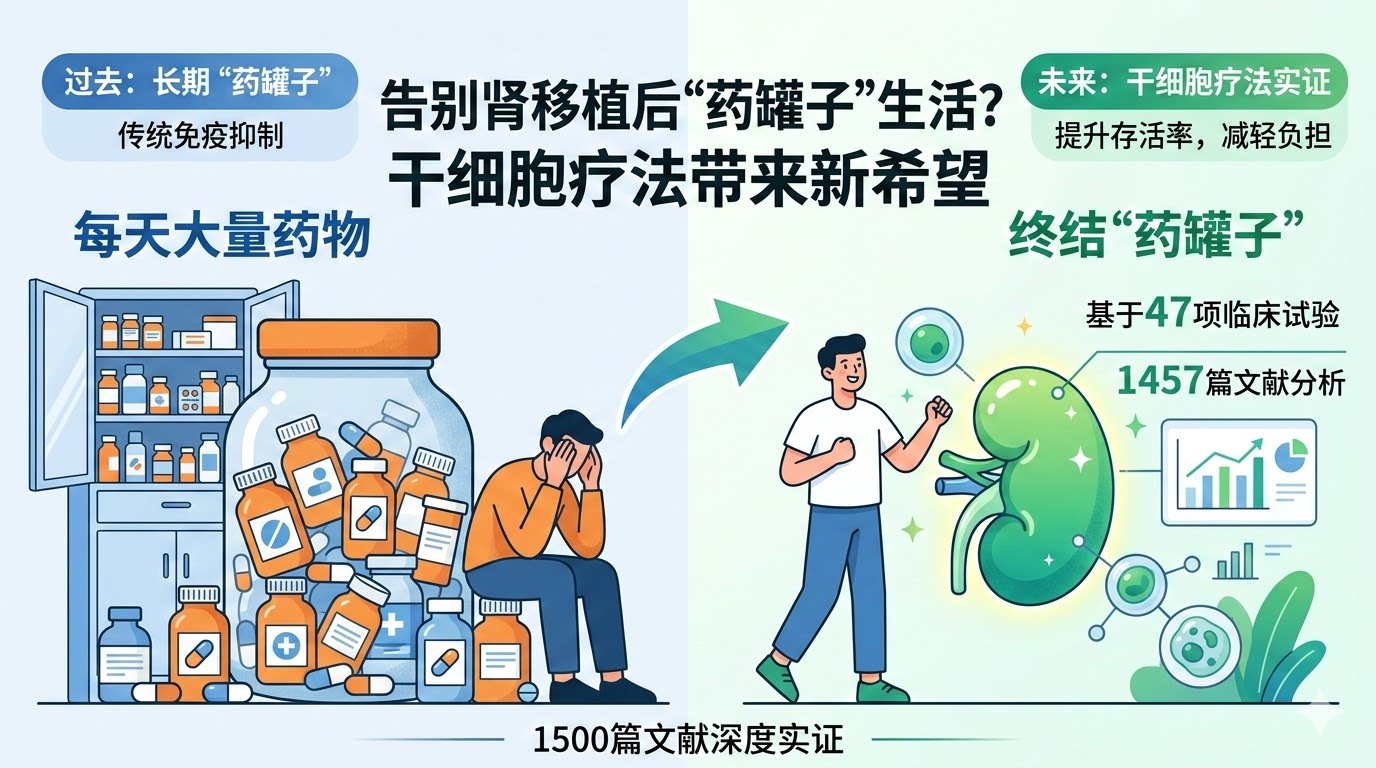 基于47項臨床試驗的實證:干細胞療法或將終結腎移植后的長期“藥罐子”生活