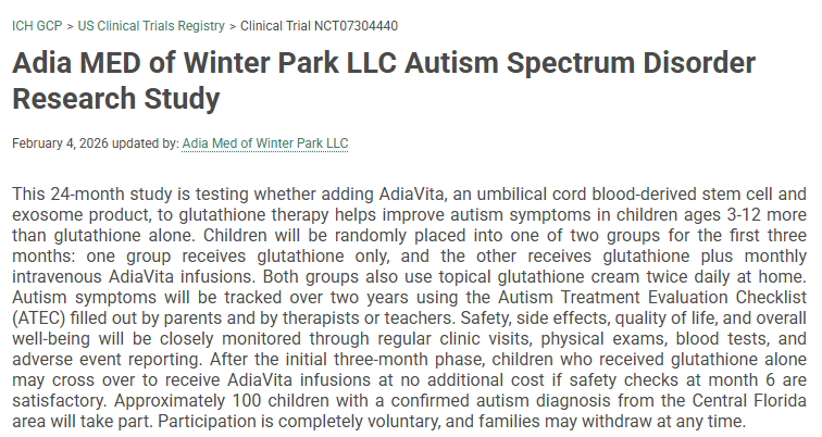 溫特帕克有限責(zé)任公司（Adia MED）自閉癥譜系障礙研究項(xiàng)目